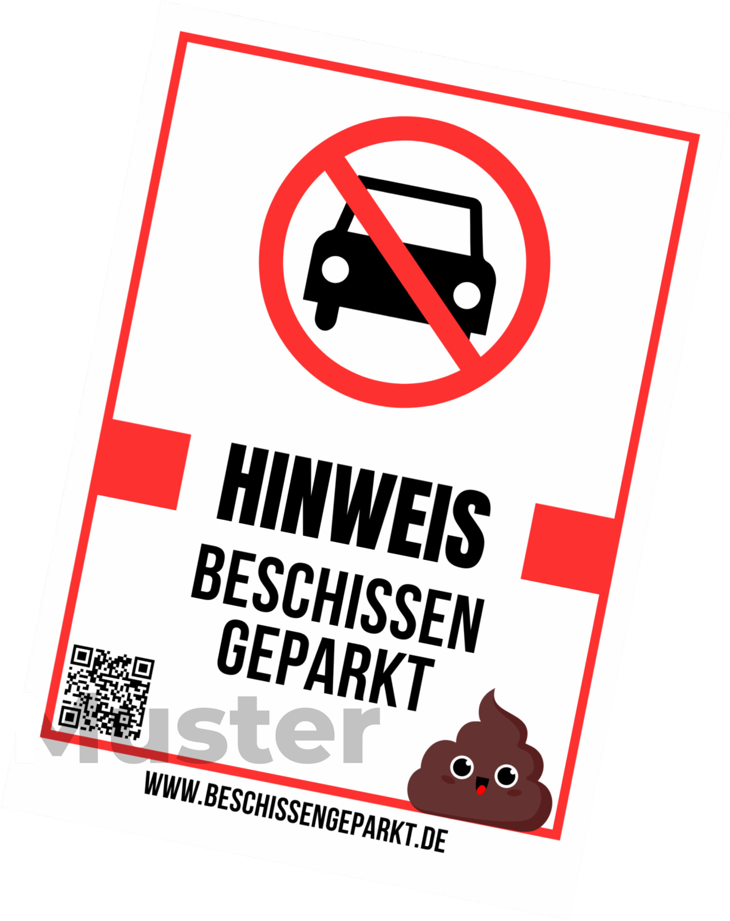 HINWEIS Beschissen geparkt – Hinweiskarte Rückseite mit QR-Code